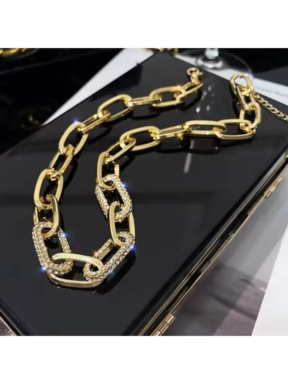 Metal Gold Plated Thick Chain Necklace Women's Internet Red Light Luxury